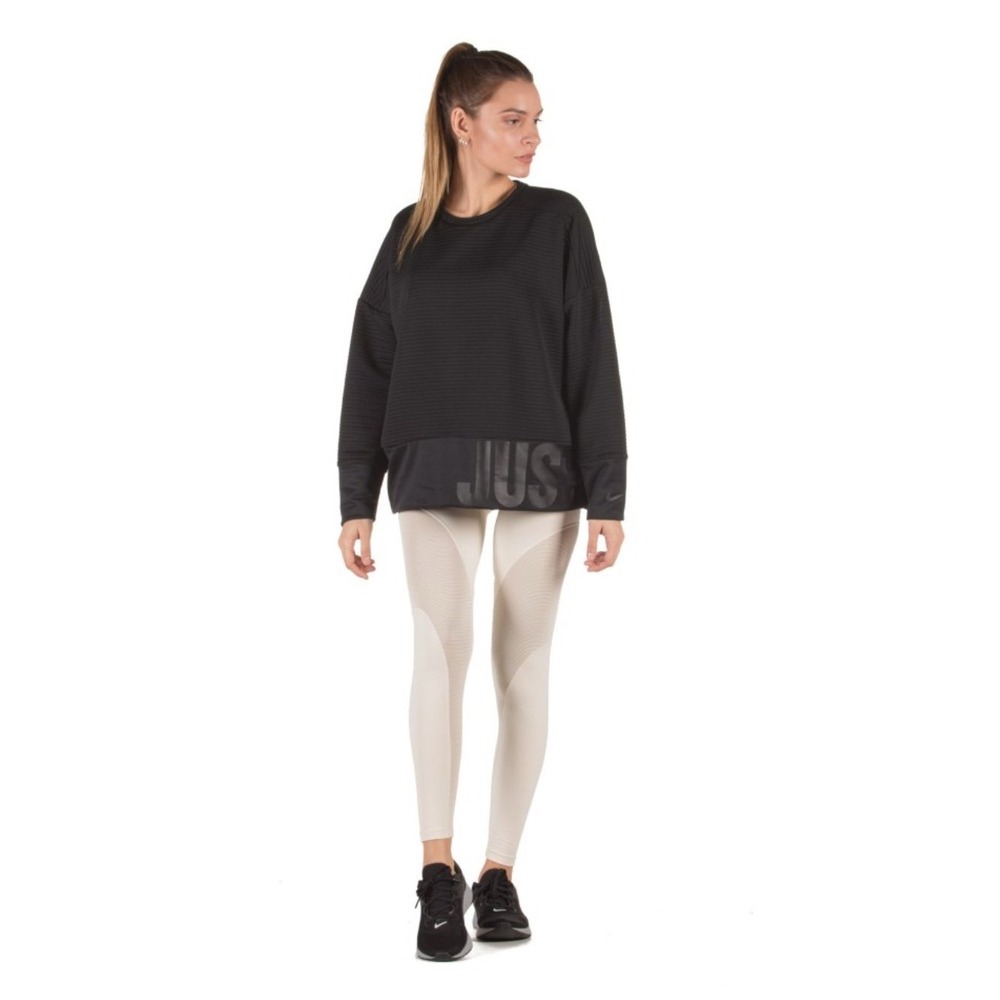 NIKE ribbed just do it TOP‎ CREW women's black crew neck